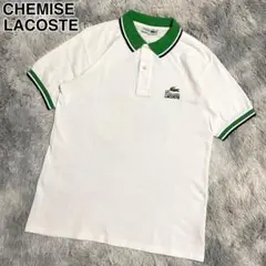 古着　希少　シュミーズラコステ　刺繍ロゴ　文字ワニ　LA CHEMISE　白　M