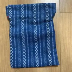 青色ストライプ巾着袋