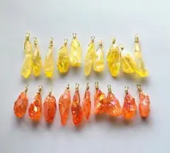 ラフロッククリスタル２色まとめ売り　イエロー＆オレンジ　ゴールドワイヤー