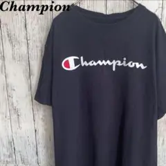 【USED】champion チャンピオン　Tシャツ ネイビー　M プリント