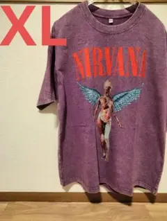 新品　ニルヴァーナTシャツ　ヴィンテージ加工風　パープル　XL