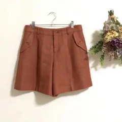 KUMIKYOKUショートパンツ　キュロット　ライトブラウン　ゆったりめb881