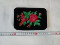 未使用　FEILER　コインケース　ブラック　花柄刺繍