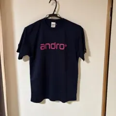 andro ネイビー Tシャツ ピンクロゴ