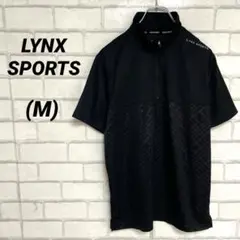 LYNX SPORT ハーフジップ　トップスウェア　黒　シャドーチェック　半袖