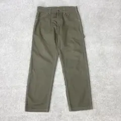 ジーユー　ストレートペインターパンツ　カーキ系　M コットン　4ポケット