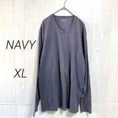NAVY　長袖カットソー　ブルー　XL　大きいサイズ　メンズ　古着