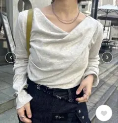 【新品】mystic オフショルロングTシャツ グレー