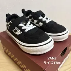 VANS ブラック ホワイト チェッカー ベルクロストラップ 17センチ