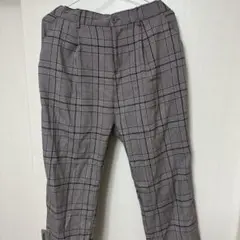 チェック柄ゴムウエストスラックス