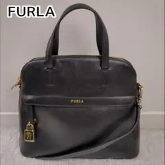 極美品✨FURLA パイパー M NERO 2way カデナ ブラック レザー