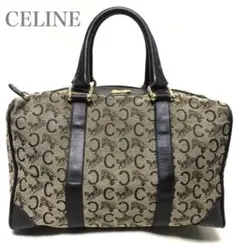 CELINE セリーヌ Cマカダム 馬車金具 キャンパス/レザー ミニボストン