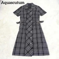 Aquascutum　アクアスキュータム　シャツワンピース　シルク混　チェック
