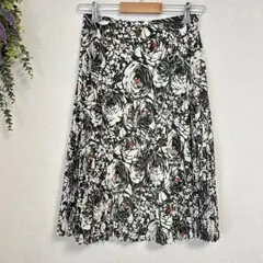 TRUSSARDI 【40】花柄フレアプリーツスカート ひざ丈 レトロ