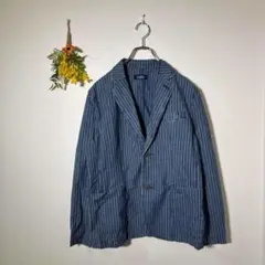 ファミライフ/ストライプ ブレザー 青色/春/さわやか/オフィス/極美品