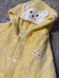 ミキハウス　クマの顔付きイエローバスローブ