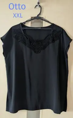 Ottoブラック刺繍ノースリーブシャツ