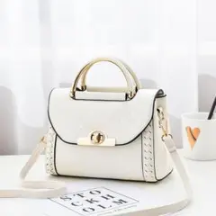 新品 ミニ ハンドバッグ ショルダーバッグ レディース　 ホワイト 2way