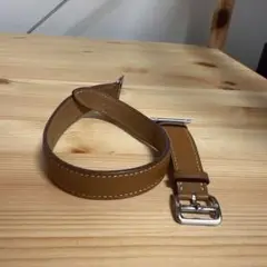 ブラウンレザーバンド シルバーバックル付き