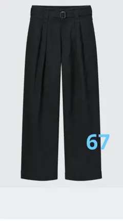 ユニクロ　ベルテッドタックワイドパンツ 黒 ウエスト　67
