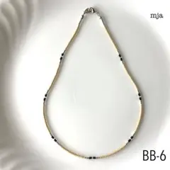 ベージュ×ブラック　ビーズネックレス　BB-6