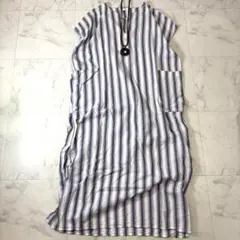 美品✴︎アーバンリサーチ　フレンチスリーブ Ｖネック ストライプ マキシワンピース