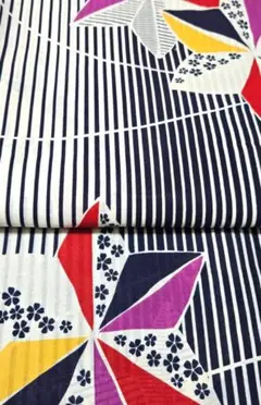 ◆新品浴衣　よろけ縞×風車　【難あり】