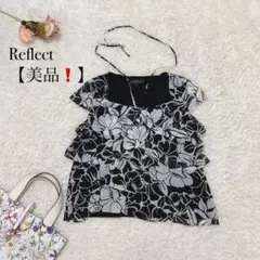 リフレクト サイズL ブラウス ノースリーブ 花柄 肩紐 黒白 美品 日本製