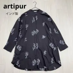 artipur アルティプール バンドカラー 刺繍 長袖 シャツ チュニック