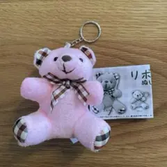 リボンベアぬいぐるみ　ピンク　ガチャ