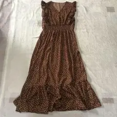 アビトーキョー　ABITOKYO ロングワンピース　ドット　ノースリーブ　フリル