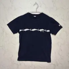 HELLY HANSEN ネイビー Tシャツ 魚プリント