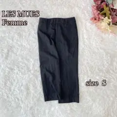 LES MUES FemmeスラックスS黒アンクル美脚ストレートPrecicus