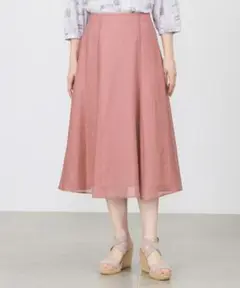アマカ ポリエステルオーガンジーフレアスカート ピンク 38