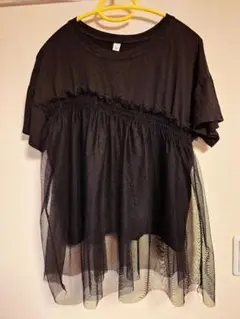 チュールTシャツ　ブラック