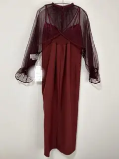 美品Ameri vintage TULLE SLEEVE TIGHT DRESS - メルカリ