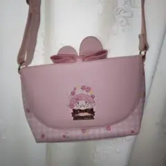 マイメロディピンクのリボン付きショルダーバッグ