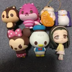 ディズニー・夏目友人帳・ハムスター2・偽物語フィギュアストラップ7体まとめ売り