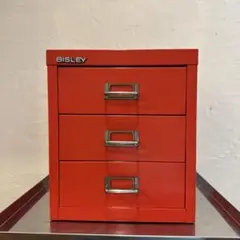 BISLEY スチール製 3段引き出し レッド
