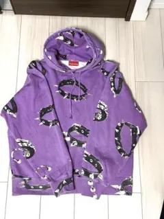 Supreme　総柄　スタッズ首輪　スウェット パーカー 紫