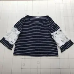 ト2506-②-4481 イーハイフンワールドギャラリー　ボーダーカットソー