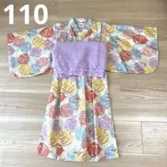 【未使用品】ブリーズ 水風船柄浴衣☆レインボー☆110
