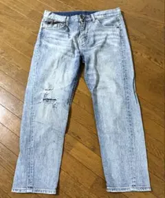 【UNIQLO】ダメージ加工 ライトブルー デニムパンツ 24（61cm）