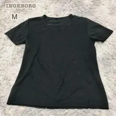 インゲボルク【M】半袖Tシャツ カットソー 総柄 ロゴ 透かしロゴ 黒