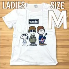 新品未使用★オアシス×スヌーピー Tシャツ レディースM 白 バンドTシャツ