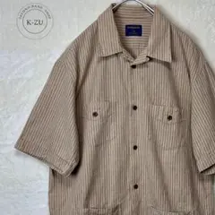 ウールリッチ　WOOLRICH 麻混　キューバシャツ　ストライプ　ベージュ