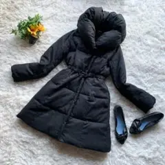 【極美品】リエンダ ロングダウンジャケット ショールカラー Aライン ブラック