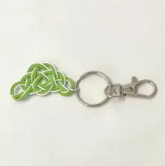 【新品】水引 キーホルダー ハンドメイド 開運 縁結び プレゼント 黄緑 銀