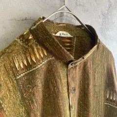 古着 Moare 総柄シャツ サラサラ生地 アメリカ輸入 長袖 Lサイズ レトロ