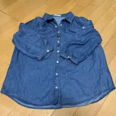 デニム 七分袖 ボタン付きシャツ